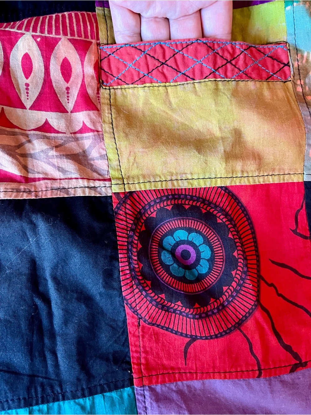 Sleeveless Patchwork Multi-Color A-Line Dress Made in Nepal - Picture 8 of 8